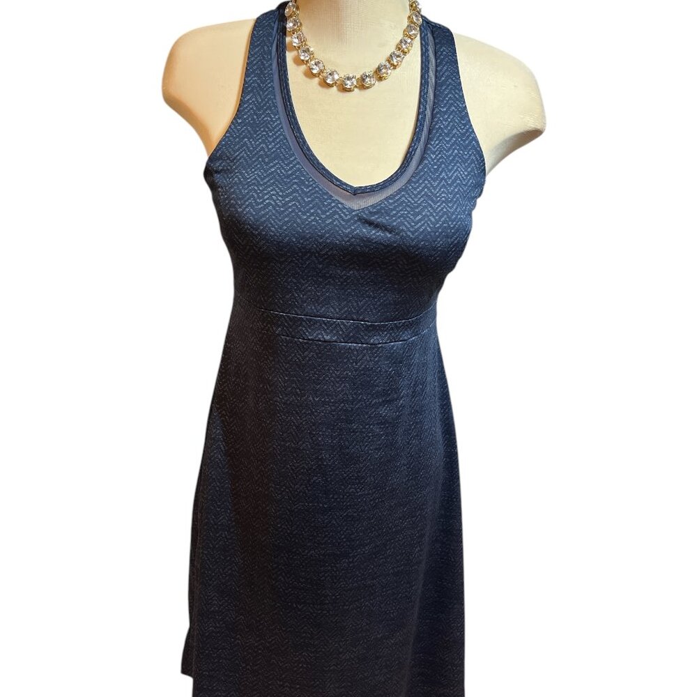 MONDETTA Dress Size Medium Blue Racerback Built in Bra with Inserts Nice Pattern - Picture 5 of 13